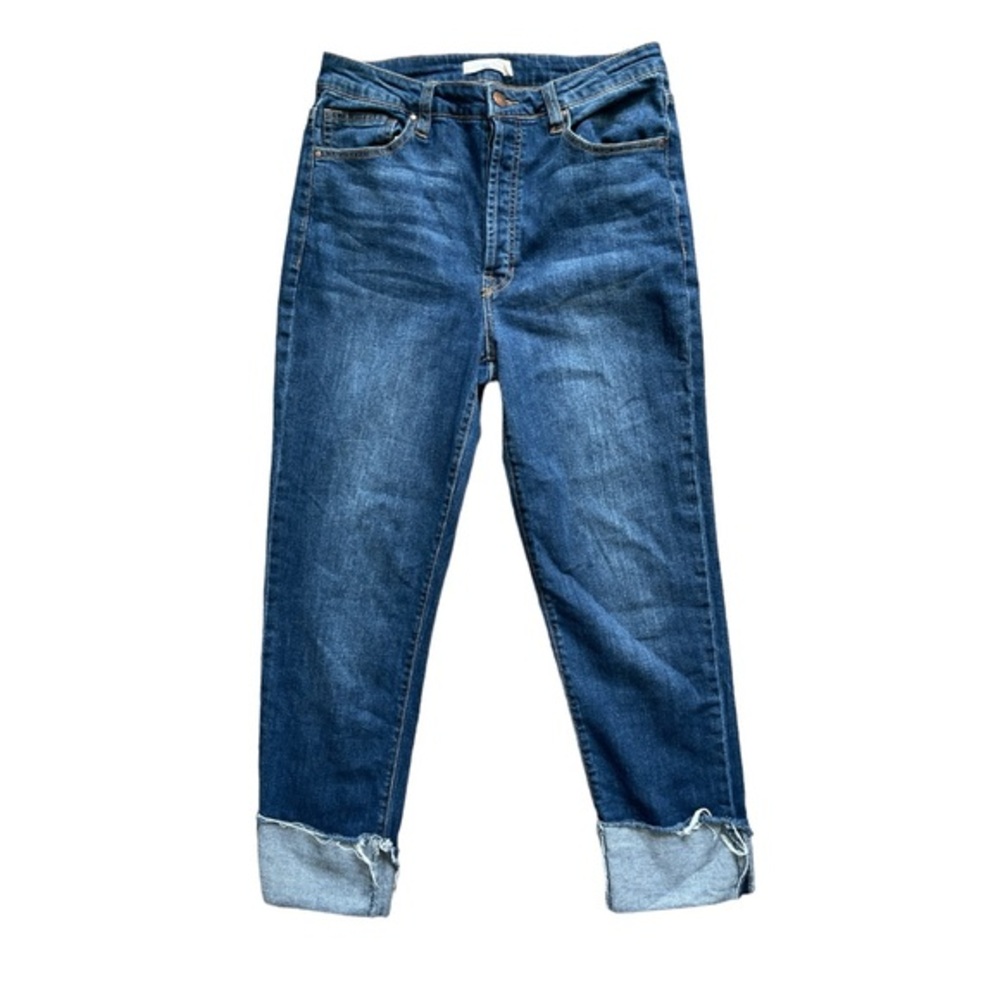 TGLA High Waisted Jeans size 29 Cropped Cuffed Button Fly Distressed‎ Raw Hem